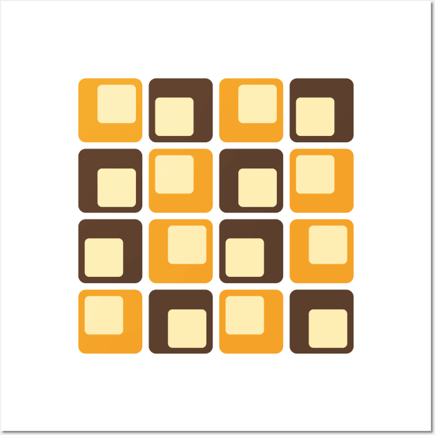 70s Retro Square Shapes Pattern Wall Art by tinybiscuits